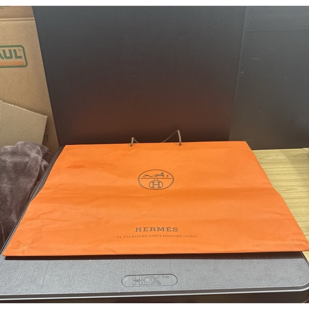 Auth Hermes Extra Large Shopping Gift Paper Tote Bag 23.5 x 19.25 x 7.5 #1647